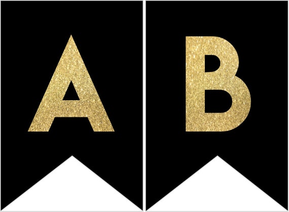 Instant Download Printable Digital Party Bunting Banner, Gold ...