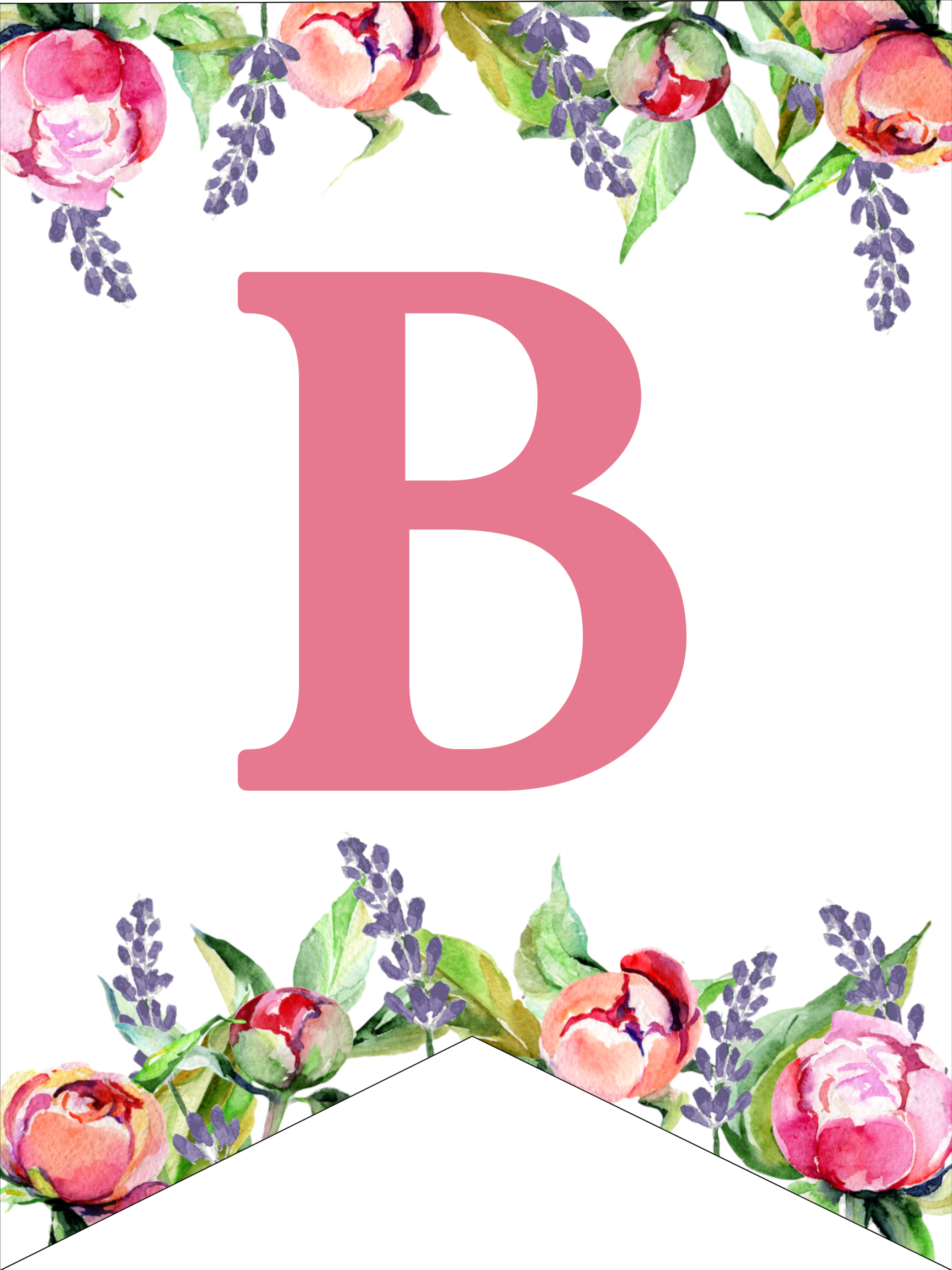 Floral Free Printable Alphabet Letters Banner - Paper Trail Design
