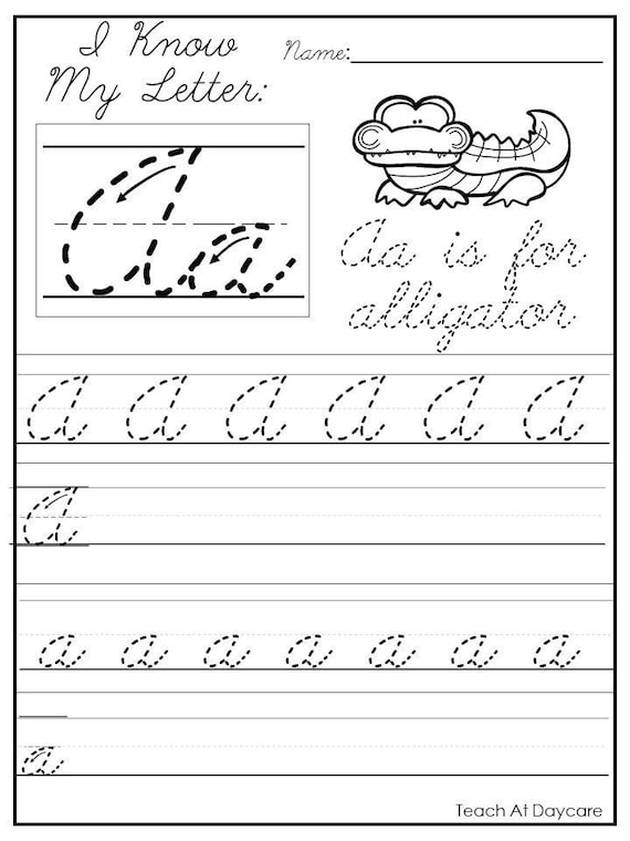 26 Printable Cursive Alphabet I Know My Letters Worksheets ...