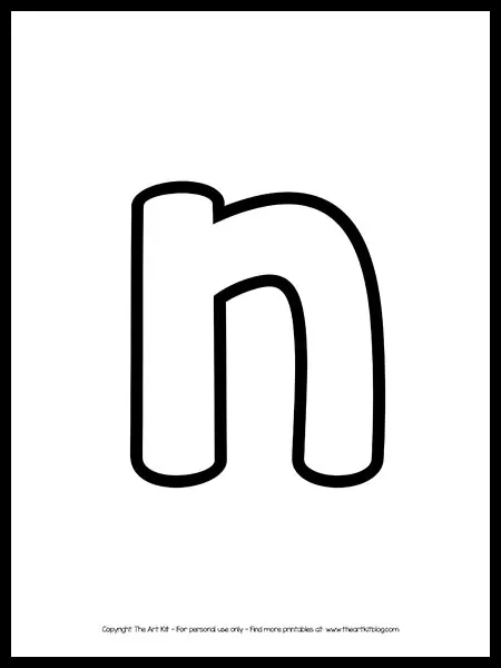 Lowercase Letter N Outline Printable FREE - The Art Kit