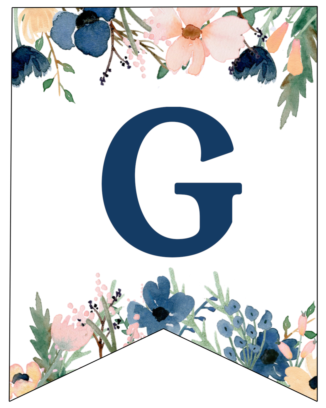 Blue &  Pink Floral Banner Letters Free Printable - Paper Trail Design