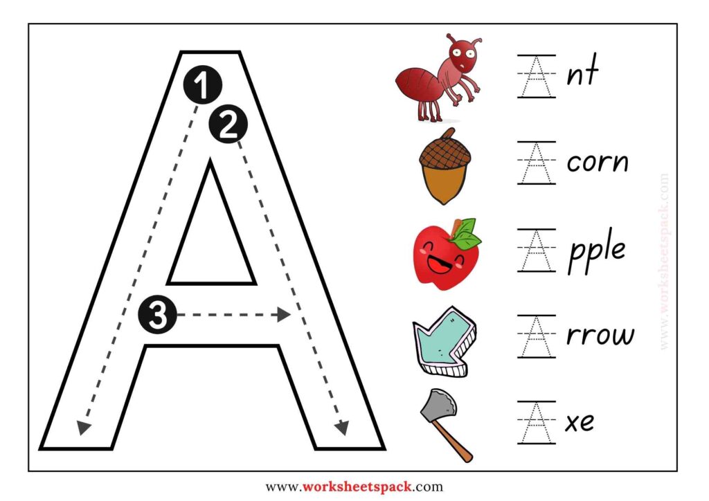 Free Printable Big Letter Tracing Worksheets - worksheetspack