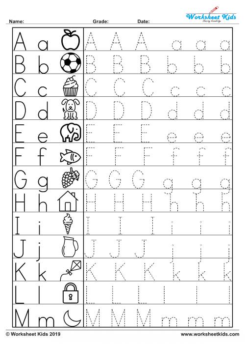 Free printable alphabet letters upper and lower case tracing ...