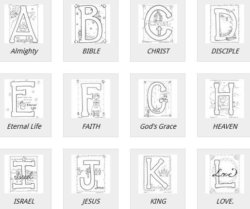 Free Bible Alphabet Coloring Pages