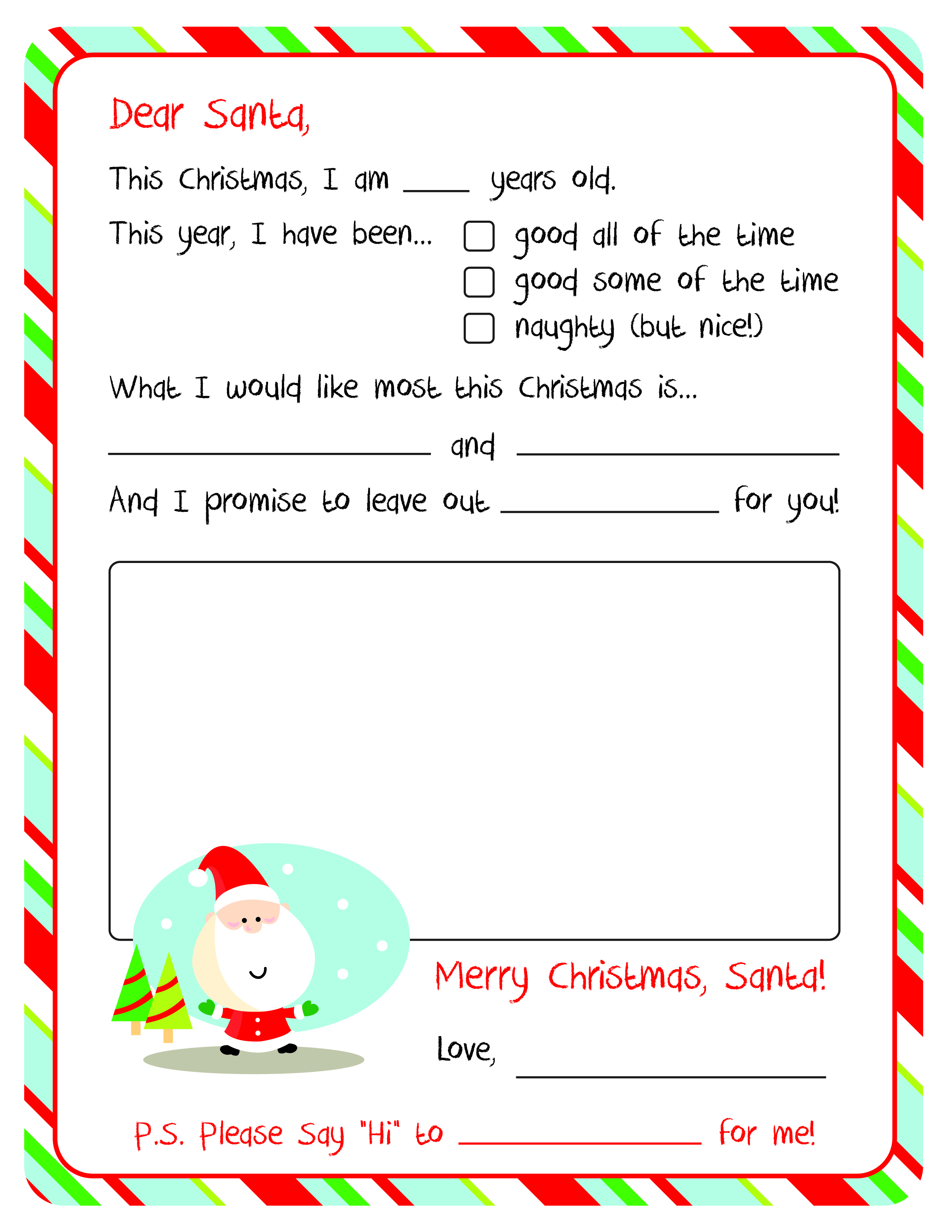 Letter to Santa - Free Printable