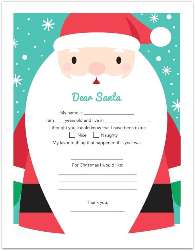 Free Printable Letters To Santa Templates