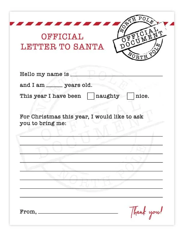 Free Printable Letter to Santa with Matching Printable Envelope