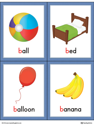 FREE* Letter B Words and Pictures Printable Cards: Ball, Bed ...