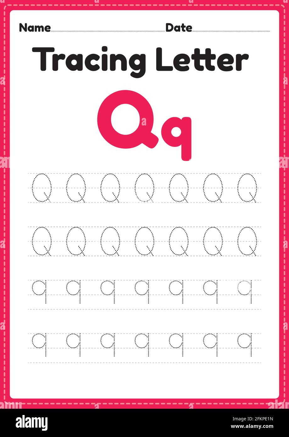 Tracing letter q alphabet worksheet for kindergarten and preschool ...