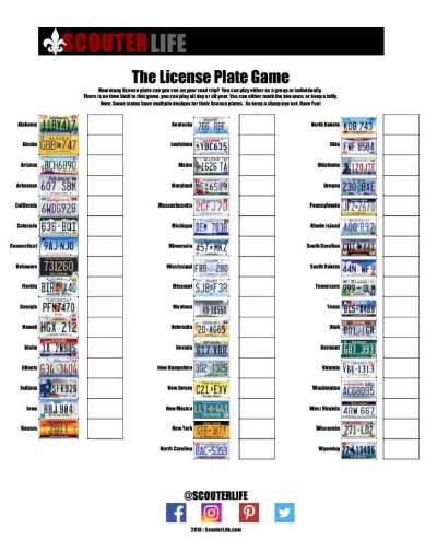 printable license plate game