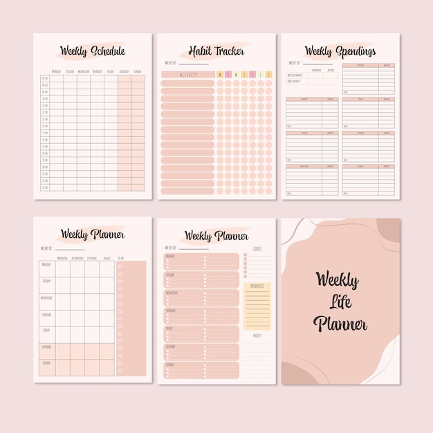 Premium Vector | Set of vector template for personal weekly life ...