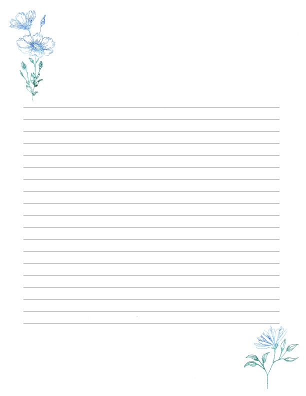 Blue floral writing paper