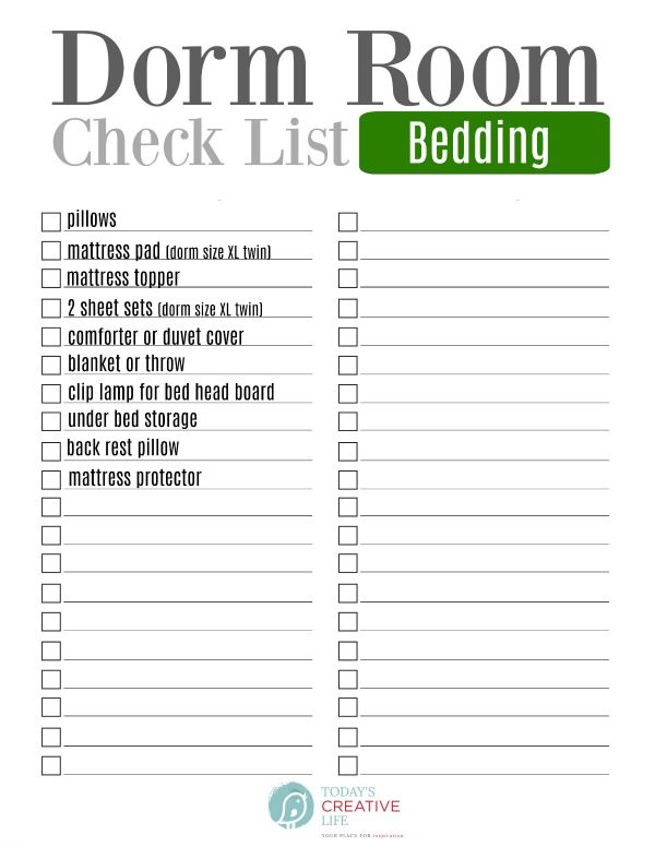 College Packing List - Free Printable - Todays Creative Life