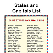 printable list of 50 states and capitals