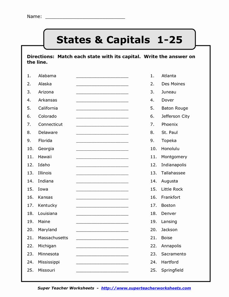 printable list of 50 states and capitals