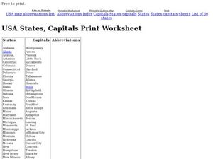 printable list of 50 states and their capitals