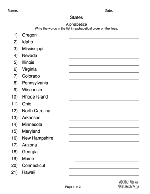 printable list of 50 states