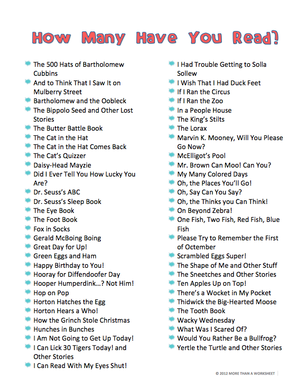 printable list of dr seuss books