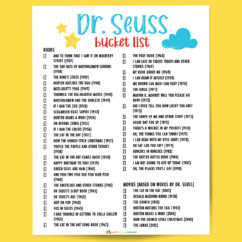 Dr. Seuss Day Activities Book Report, Word Search, Bucket List - Low Prep  PDF