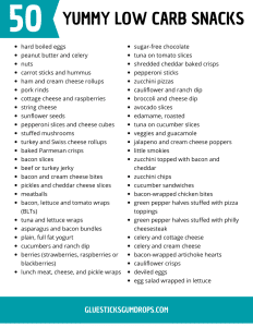 printable list of low carb foods and snacks