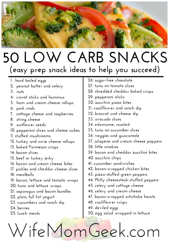 printable list of low carb foods and snacks
