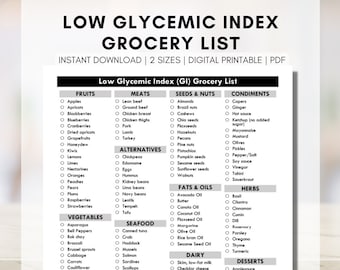 printable list of low gi foods