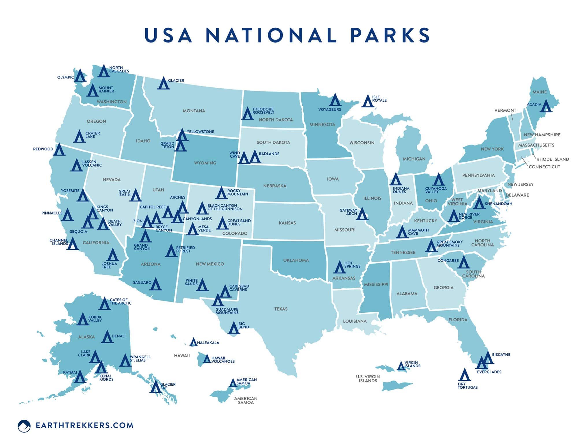 printable list of national parks