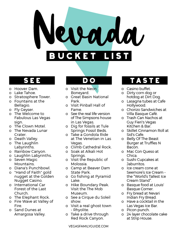 printable list of things to do in las vegas