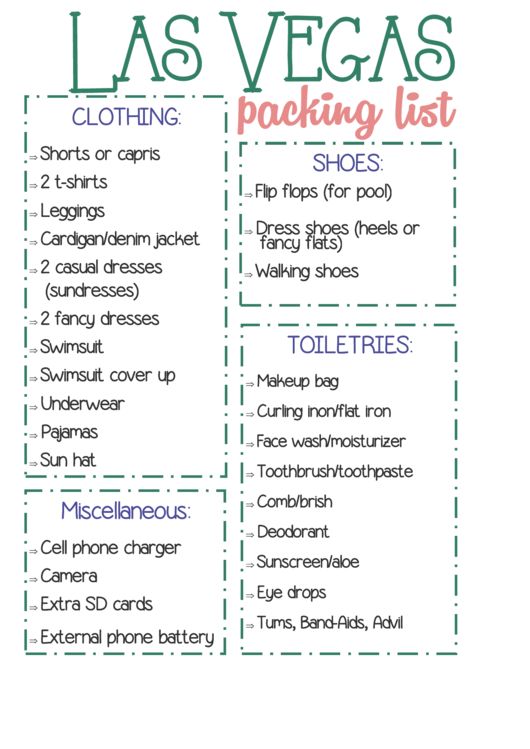 printable list of things to do in las vegas