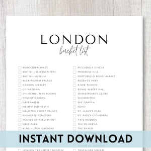 printable list of things to do in london