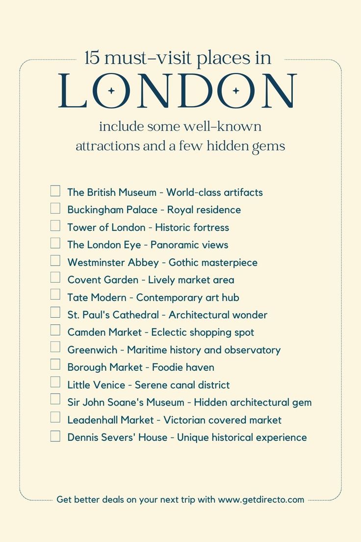 printable list of things to do in london