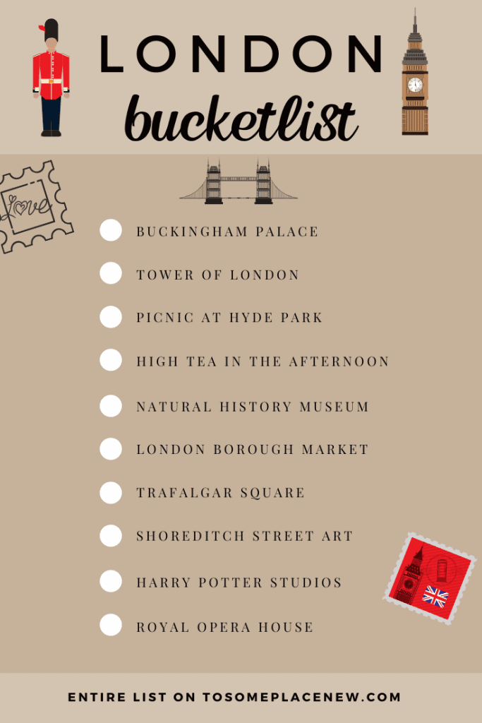 printable list of things to do in london