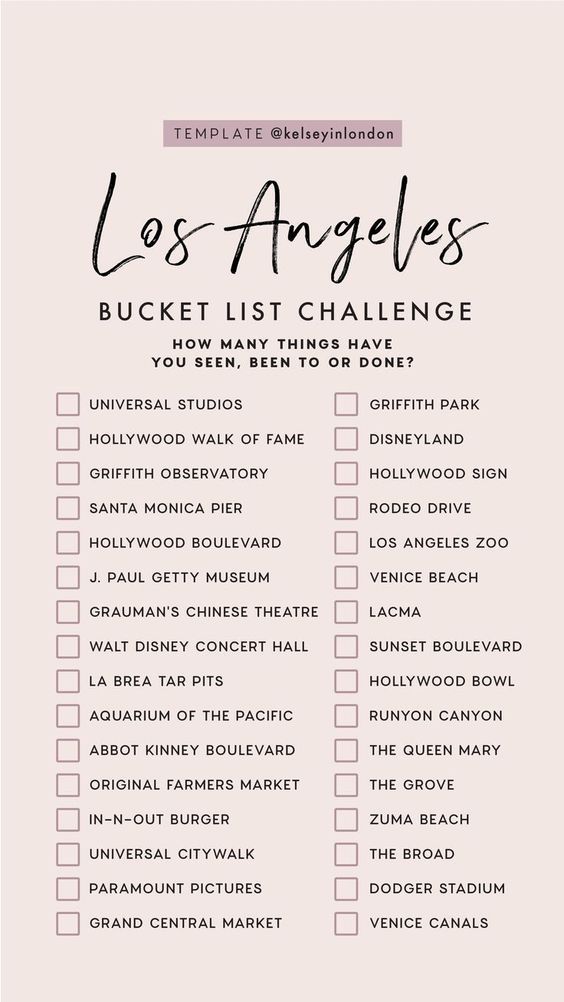 printable list of things to do in los angeles