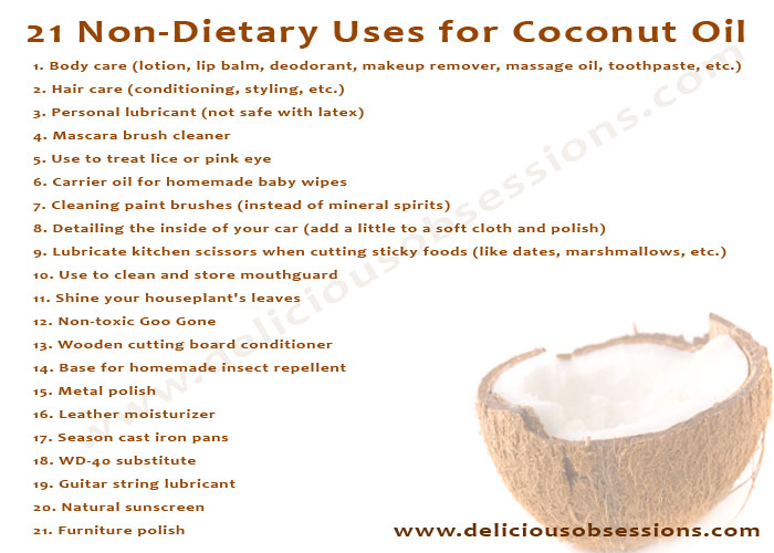 printable list of uses for coconut oil