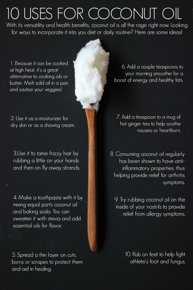 printable list of uses for coconut oil