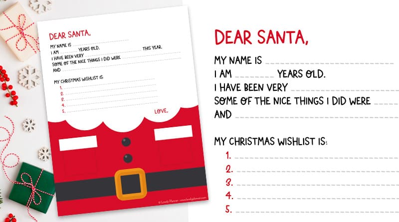 Free Printable Letter To Santa Template - Lovely Planner