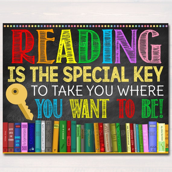Printable Reading Poster, Welcome Library School Sign, Classroom ...