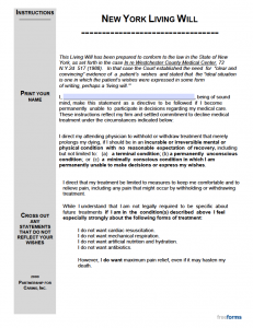 Free New York Living Will Form | PDF