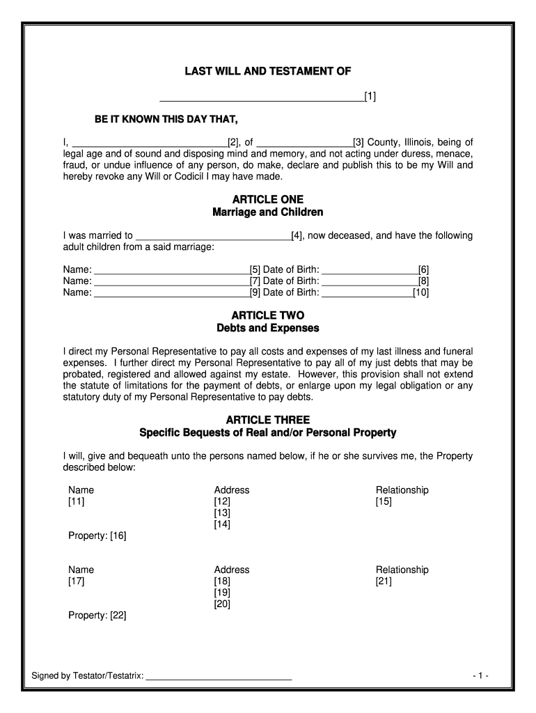 printable living will illinois