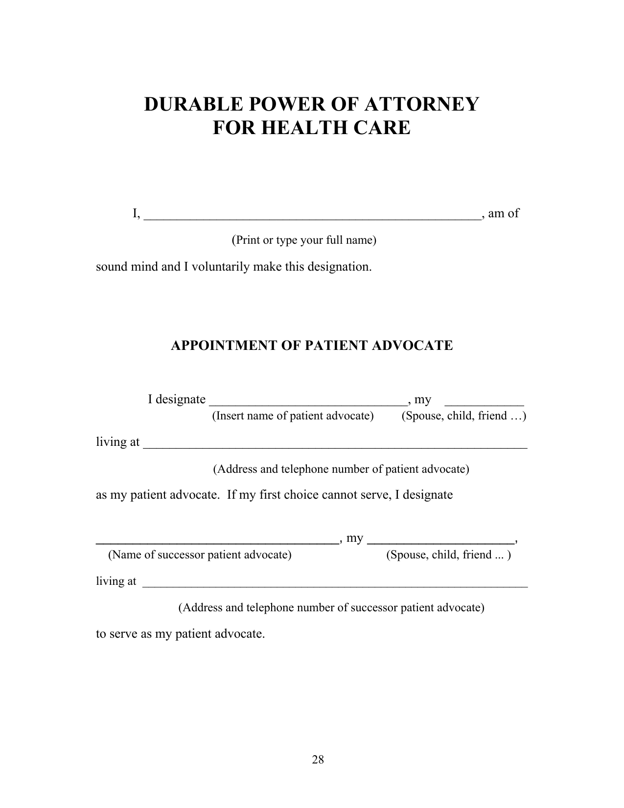 printable living will pdf
