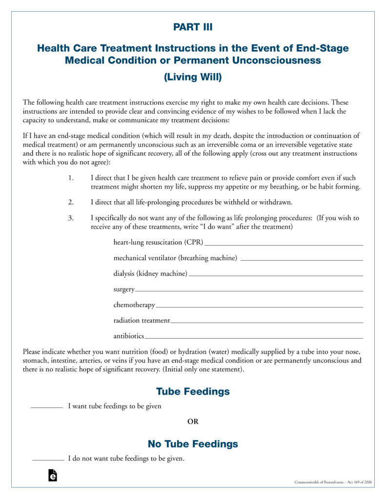 printable living will pdf