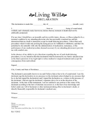 printable living will pdf