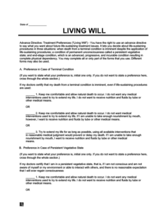 Free Living Will Form (Health Care Directive) - PDF &  Word