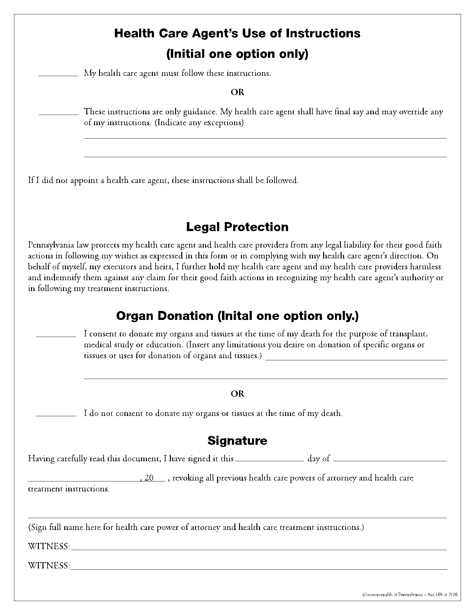 Pennsylvania Living Will Form (100% Free) | CocoSign | CocoSign
