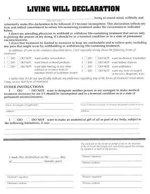 Living Will Pa - Fill and Sign Printable Template Online