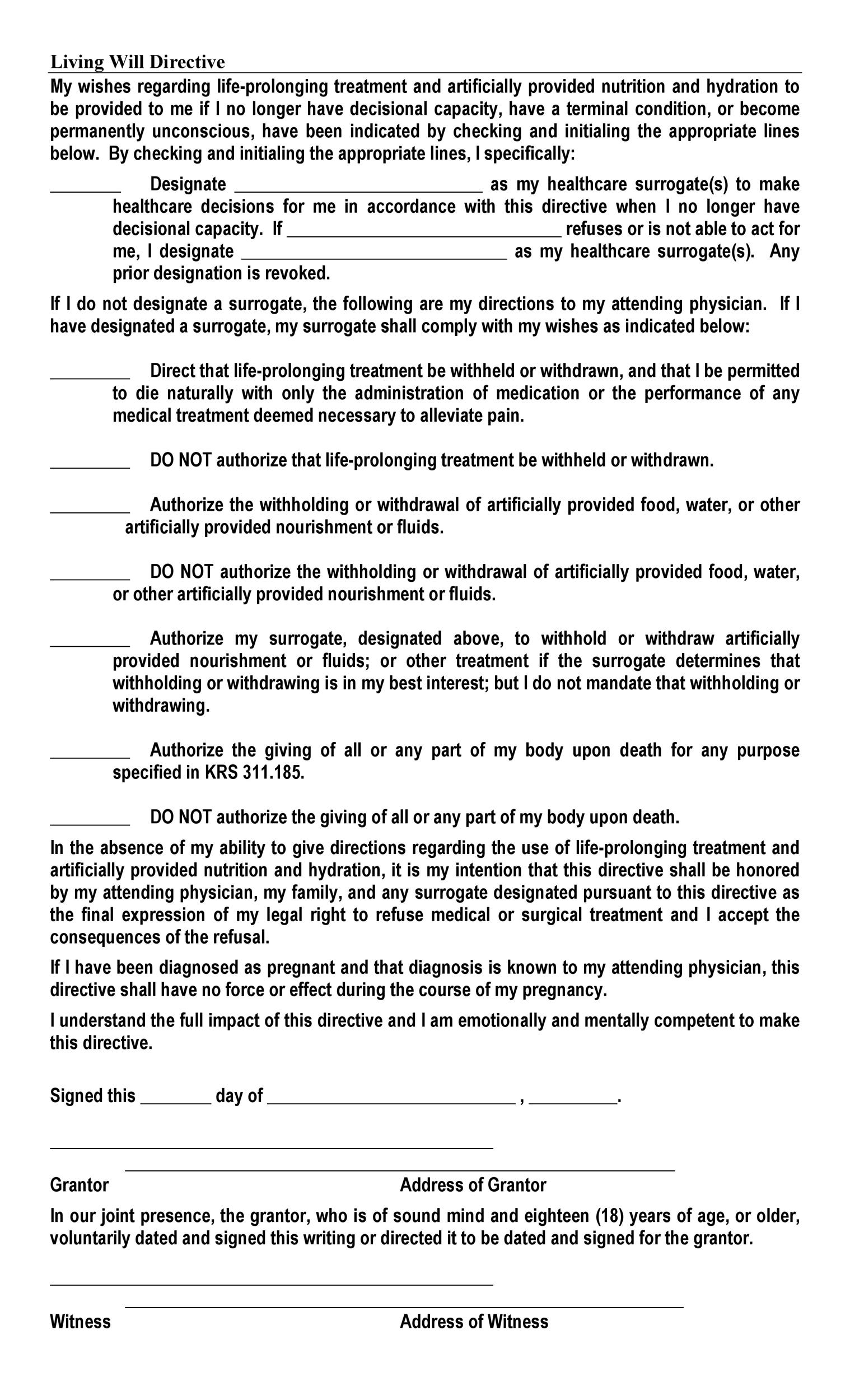 50 Free Living Will Templates &  Forms [Word] ᐅ TemplateLab
