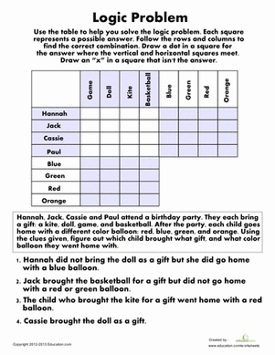 Logic Problem | Worksheet 