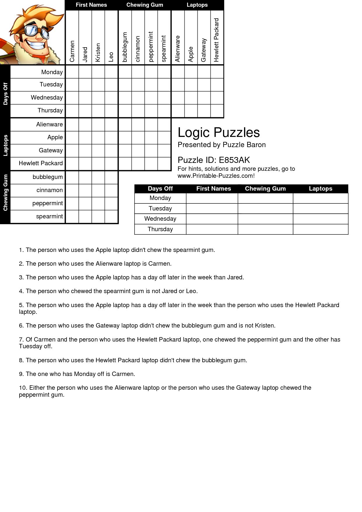Printable Logic Puzzles For Elementary Students - Printable ...