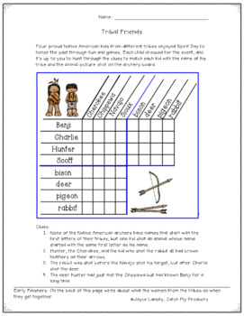 Logic Puzzle 5th Distance Learning or Printable Worksheet