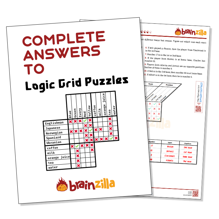 Printable Logic Grid Puzzles - Brainzilla
